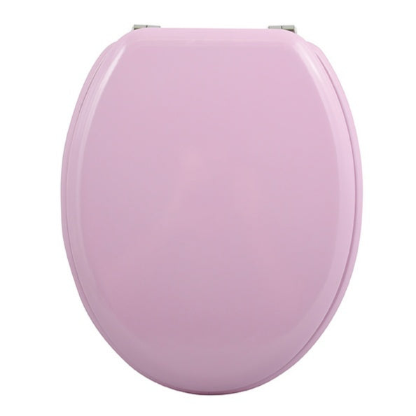 Sedile WC universale modello KLAK realizzato in MDF Rosa Chiaro e Cerniere in acciaio inox