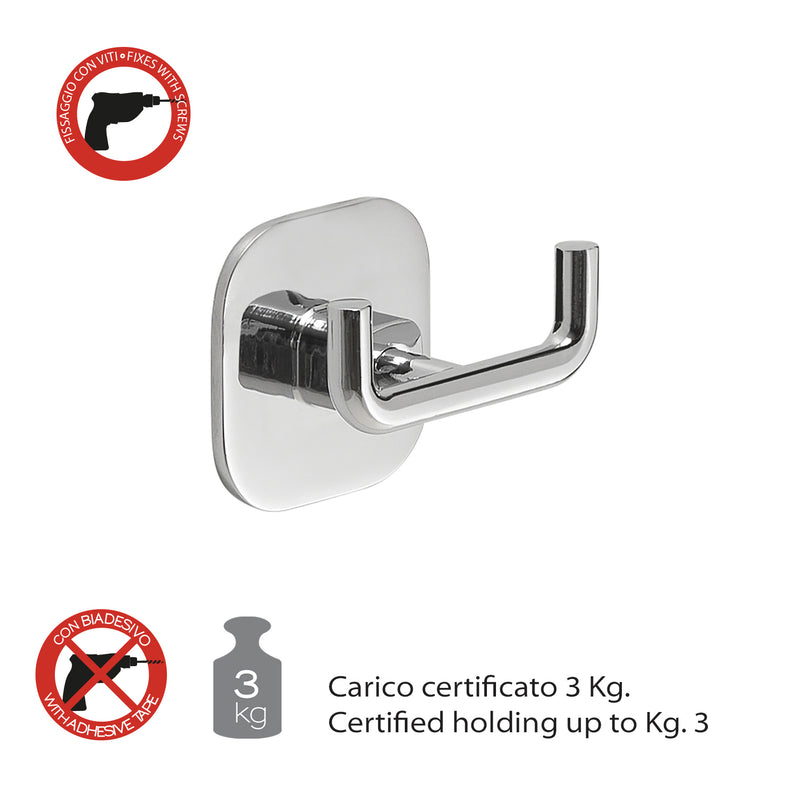 Appendiabiti doppio in acciaio inox e cromall Teide di Gedy - Cromato by CeramicStore | Lo specialista del tuo bagno